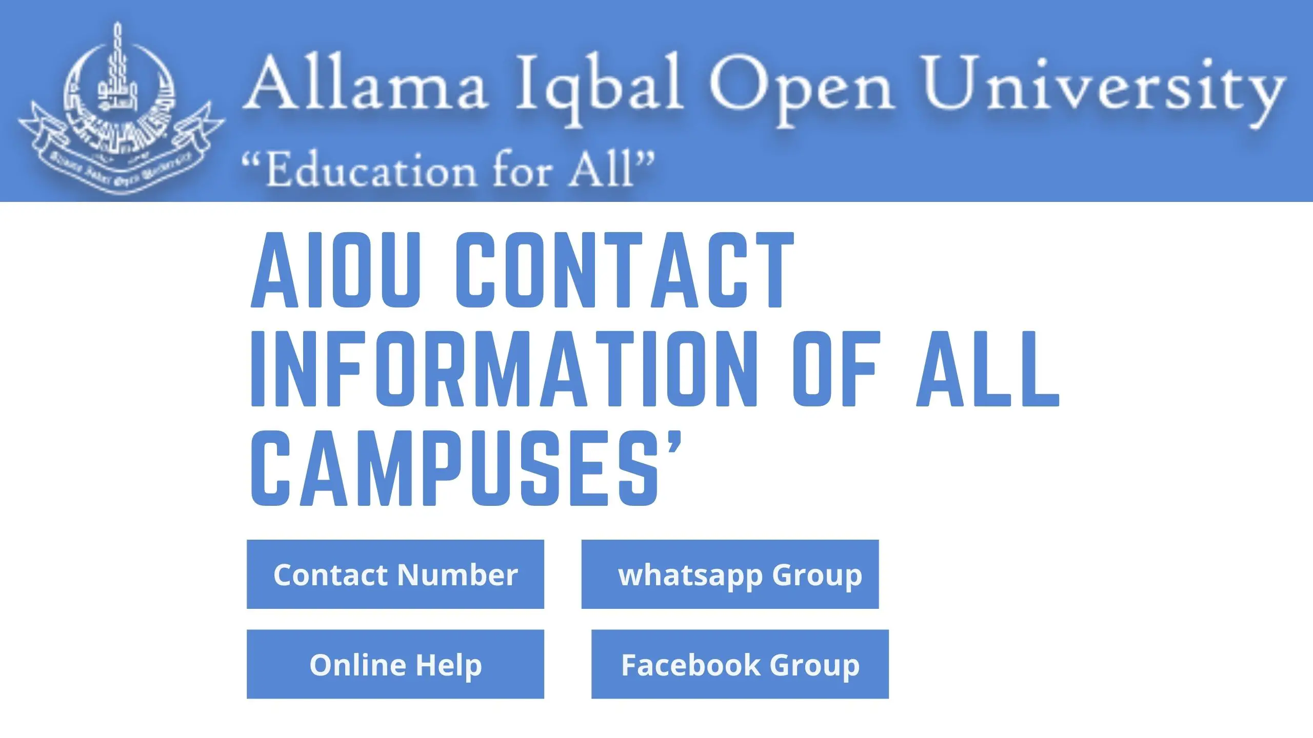 Aiou Examination Center Contact number Of All Regional Offices 2022