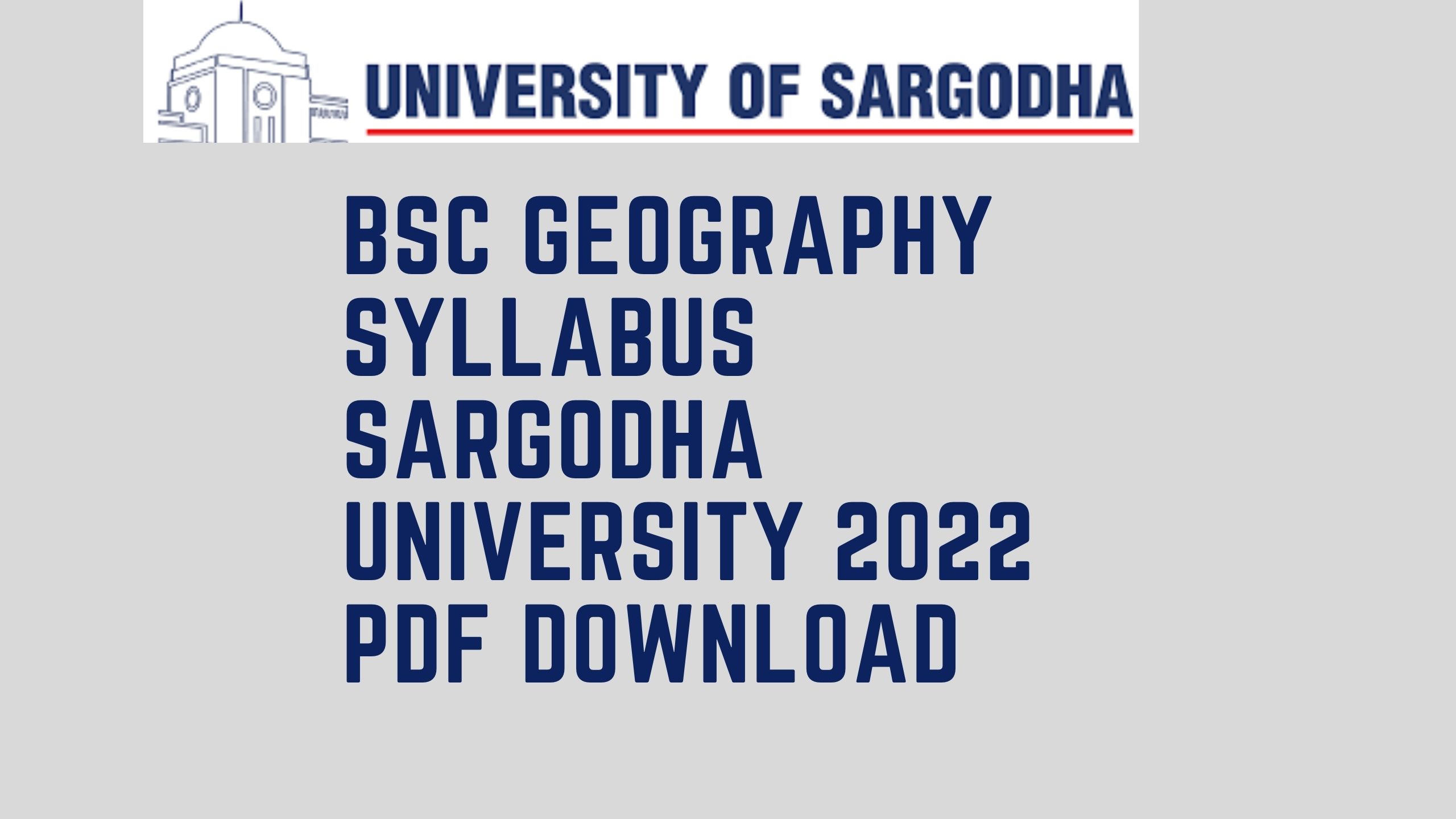 BSc Geography Syllabus Sargodha University