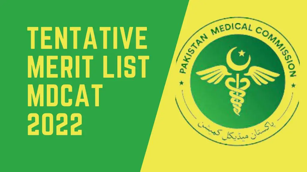 Tentative Merit List Mdcat 2022