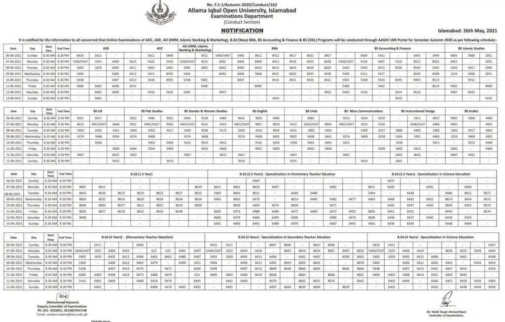 AIOU DATE SHEET 2022 DOWNLOAD
BY ROLL NUMBER 2022